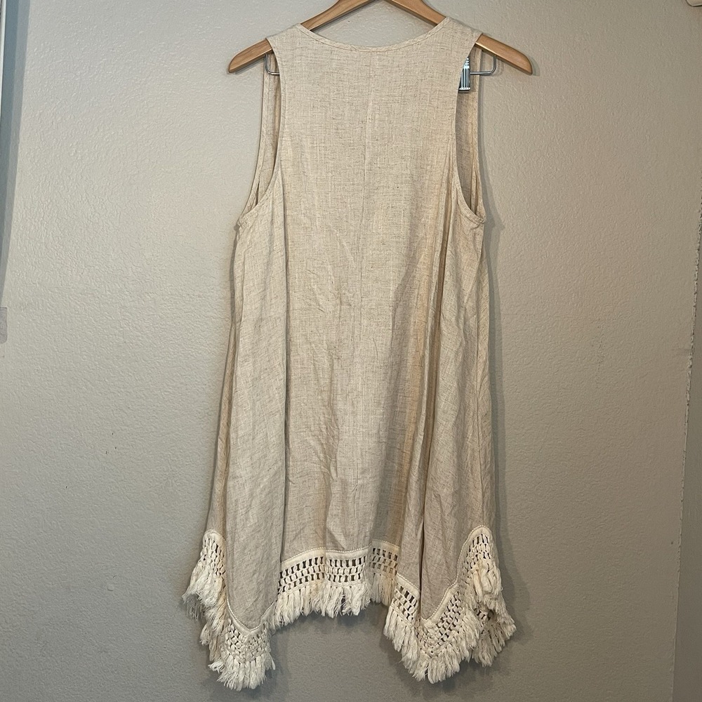 Umgee Large Boho Linen Cotton Shift Dress Crochet Lace Hem Festival Western EUC - Picture 6 of 8